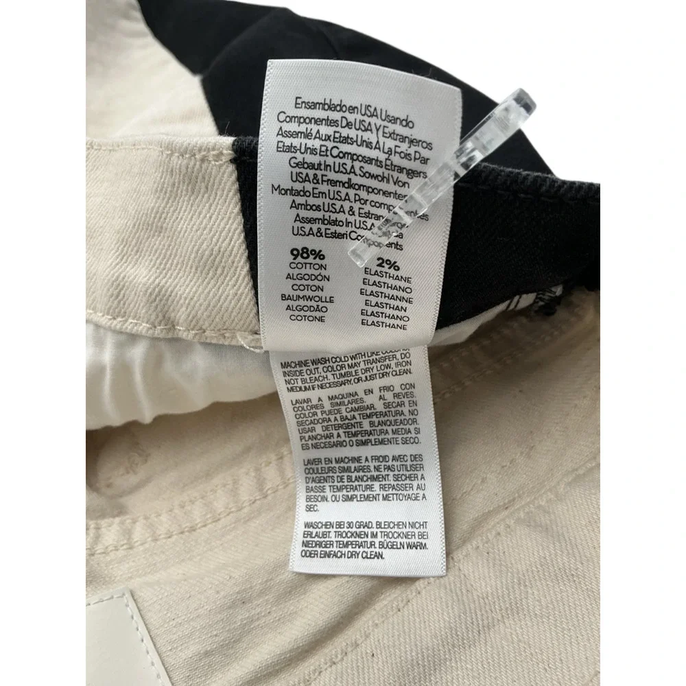 MOTHER Two-Tone Cream and Black Wide-Leg Jeans
